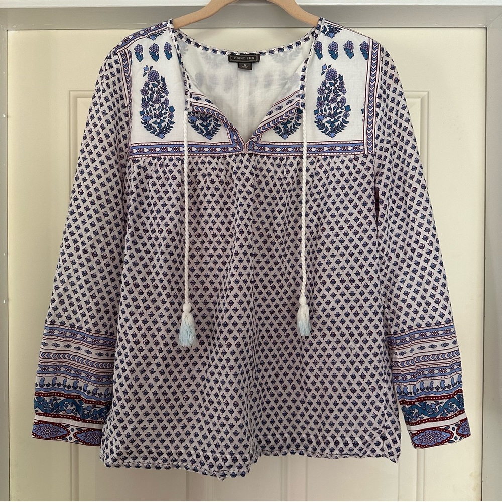 Jcrew Point sur floral paisley peasant top